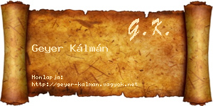 Geyer Kálmán névjegykártya
